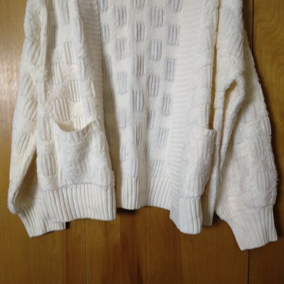 BLU PEPPER Women's Small Open Front Cardigan Sweater Neutral Chunky Grannycore - Picture 3 of 7